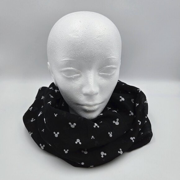Disney Mickey Mouse Head Infinity Scarf Black White Read - Picture 2 of 9